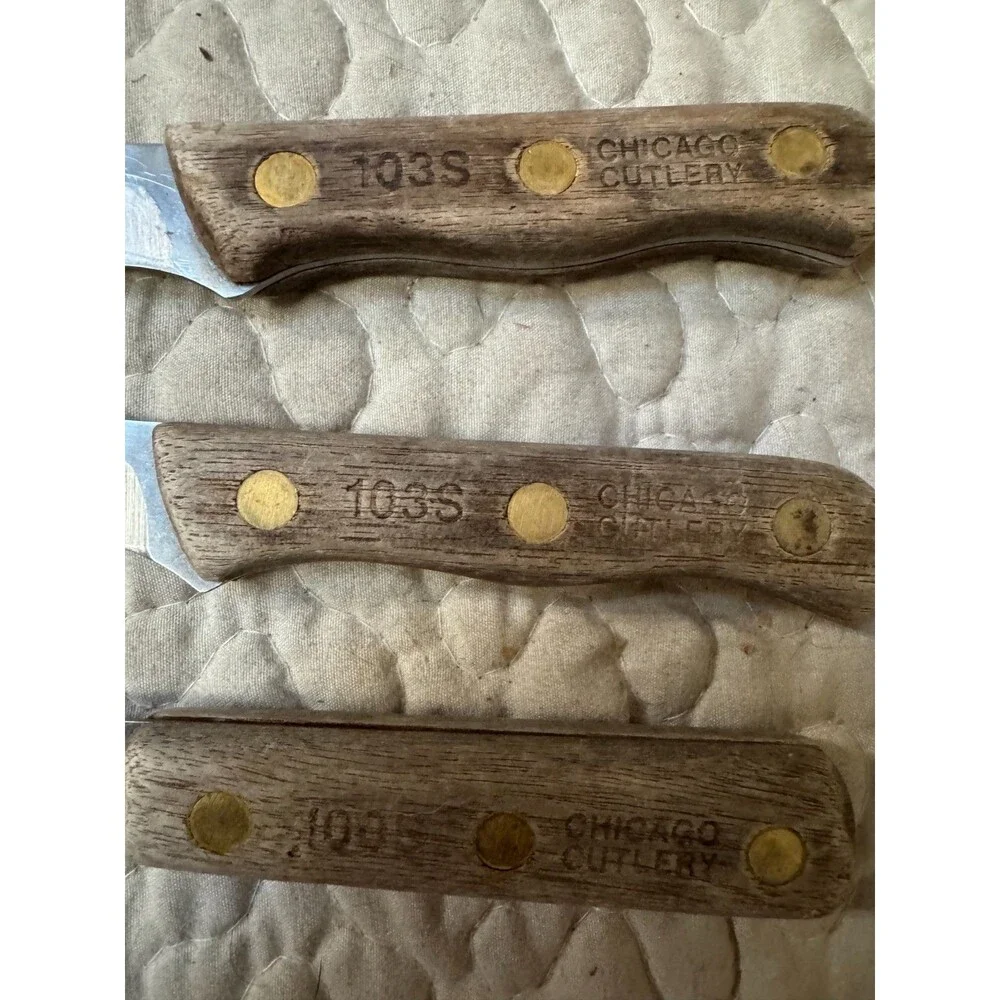 Vintage Chicago Cutlery 103S Paring Boning Knives Wood Handle USA Lot of 3